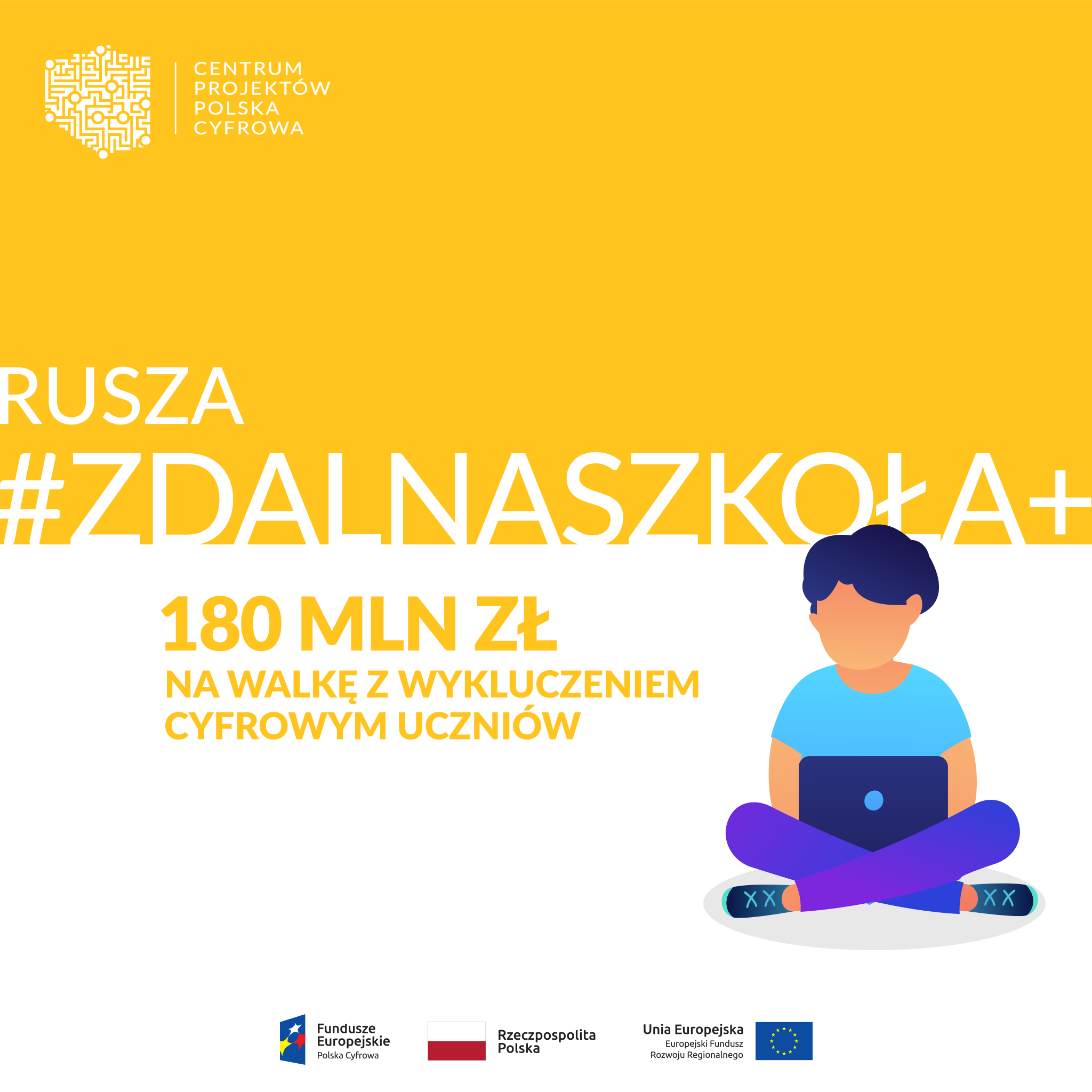 Projekt „Zdalna Szkoła +” to 180 milionów złotych, które przeznaczamy na pomoc wielodzietnym rodzinom. Pieniądze posłużą zakupowi sprzętu komputerowego w ramach walki z wykluczeniem cyfrowym uczniów.